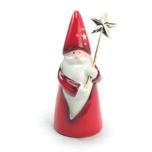 Noel com Estrela Vermelho Branco Ouro 14cm - 1 Un