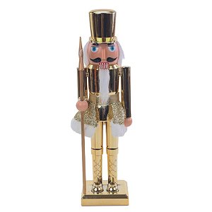 Soldado de Chumbo Decorativo Branco Ouro 38cm - 1 Un