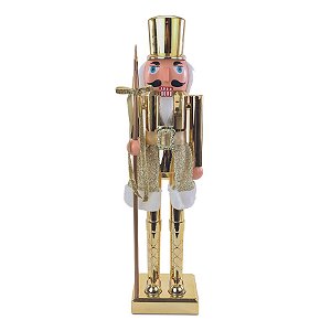 Soldado de Chumbo Decorativo Branco Ouro 58cm - 1 Un