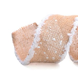 Fita aramada Juta Borda Plush Bege Branco 6,3X914cm - 1 Un