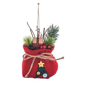 Enfeite Pendurar Saco Presente Vermelho Verde Marrom 20cm - 1 Un