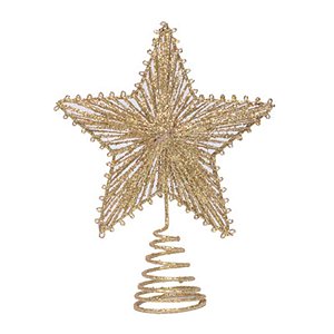 Ponteira Estrela Raiada 20cm Ouro - 1 Un