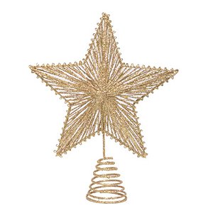 Ponteira Estrela Raiada 25cm Ouro - 1 Un