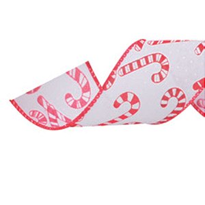 Fita Candy Cane Branco Vermelho 3,8cmx9,14M - 1 Un
