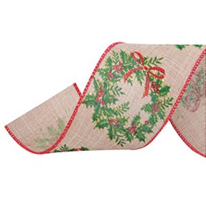 Fita Estampa Guirlanda Bege Vermelho 6,3cmx9,14M - 1 Un