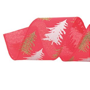 Fita Pinheiro Vermelho Branco Ouro 914X6,3cm - 1 Un