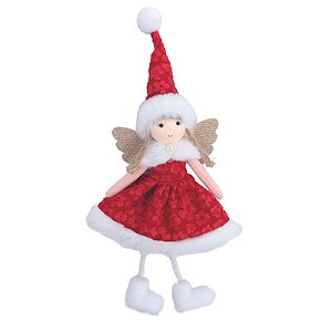 Enfeite Pendurar Anjo com Gorro Vermelho 24cm - 1 Un