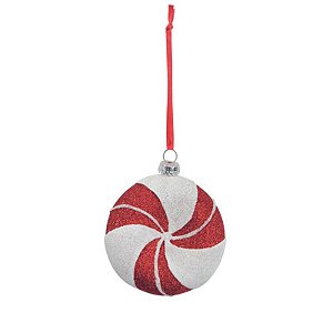 Enfeite Pendurar Candy Vermelho Branco 9cm - 1 Un