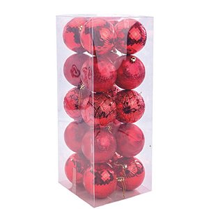 Bola Sortido Vermelho 8cm - Jogo com 20 Peças