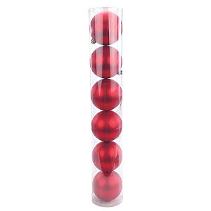 Bola Tubo Fosco Vermelho 8cm - Jogo com 6 Peças