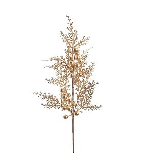 Galho Grande com Folhas e Frutas Ouro 62cm - 1 Un