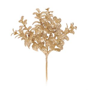 Galho Folhas Glitter Ouro (Galhos Curtos) - 1 Un