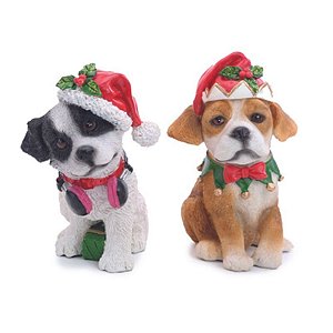 Enfeite Pendurar Cachorro Gorro Rena Noel 13,8cm - 1 Un