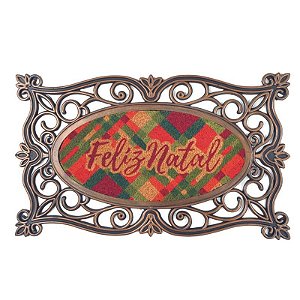 Capacho Feliz Natal Xadrez 75X45cm - 1 Un