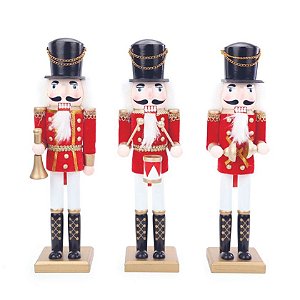 Quebra Nozes Vermelho Branco 30cm - 1 Un