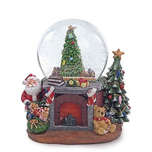 Globo Neve Noel Na Lareira 19cm 3AA - 1 Un