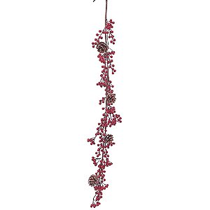 Galho Longo com Frutas e Pinha Marrom /Vermelho 130cm - 1 Un