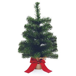 Mini Pinheiro com Laço 45cm 53H Verde Vermelho - 1 Un