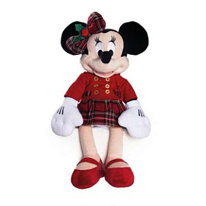 Minnie com Roupa Xadrez Vermelho Preto Branco 33cm - 1 Un