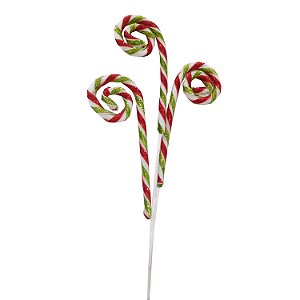 Galho 3Candy Listrada Vermelho Verde Branco 60X27cm - 1 Un