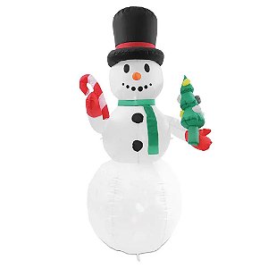 Inflável Boneco de Neve Branco 150cm Bivolt
