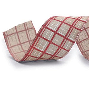 Fita aramada a Quadriculada Natural Vermelho Branco 6,3X9,14M - 1 Un