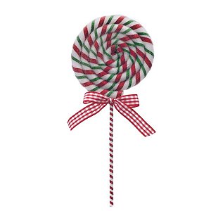 Galho Lollipop Listra Vermelho Verde Branco 41X15cm - 1 Un