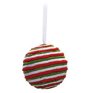 Bola Listrada Vermelho Verde Branco 12cm - 1 Un