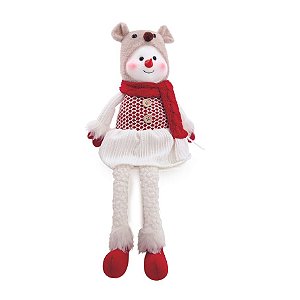 Bola de Neve com Gorro de Urso Vermelho Branco 50cm - 1 Un
