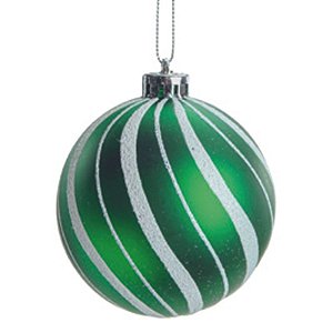 Bola Listrada Verde Branco 8cm - Jogo com 6 Peças