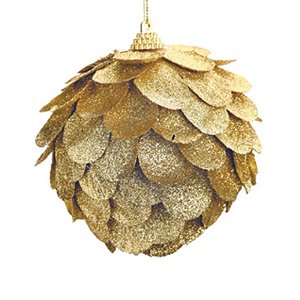 Bola Escamas com Glitter Ouro 8cm - Jogo com 6 Peças
