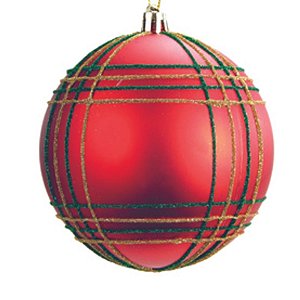 Bolas Vermelho Ouro Verde 8cm - Jogo com 6 Peças