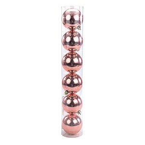 Bola Em Tubo Rose Gold 10cm - Jogo com 6 Peças