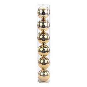 Bola Em Tubo Ouro 10cm - Jogo com 6 Peças
