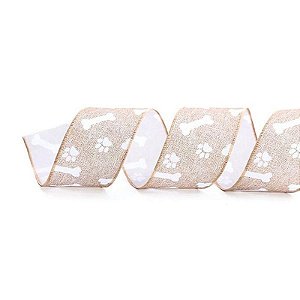 Fita Osso e Patinhas Bege Branco 6,3X914cm - 1 Un