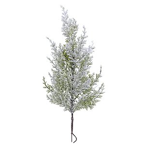 Galho Nevado Folhas Branco Verde - 1 Un