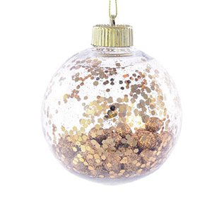 Bola Transparente com Bolas Ouro 8cm - Jogo com 6 Peças