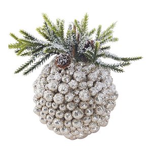 Enfeite Pendurar Flocado Ouro Verde - 1 Un