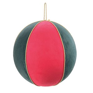 Bola Bicolor Vermelho Verde 450Mm com Cordão Ouro - 1 Un