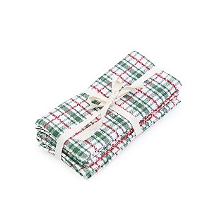 Guardanapo Xadrez Verde Branco Vermelho 40X40cm - Jogo com 4 Peças
