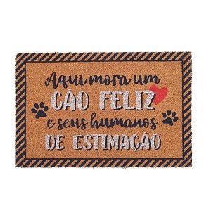 Capacho Pet com Frase Marrom Preto Branco 60X40cm - 1 Un