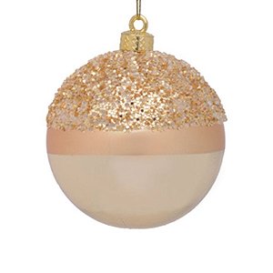 Bola Glitter/Fosca Dourada 8cm (Bolas) - Jogo com 6 Peças