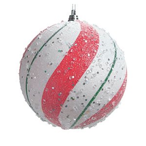 Bola Listrada Branco Vermelho Verde 10cm - Jogo com 4 Peças