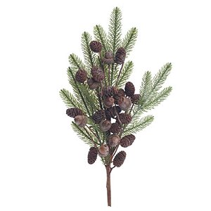 Galho Médio Folhas Pinhas Marrom Verde 40cm - 1 Un
