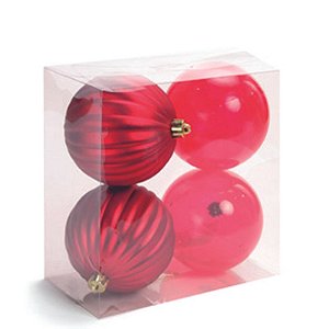 Bola Lisa Vermelho 10cm - Jogo com 4 Peças