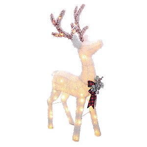 Rena Decorativa Em Pé com Led Branco Vermelho 125cm 110V - 1 Un