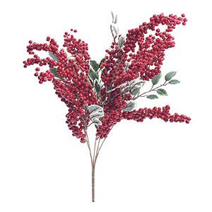 Galho Grande com Folhas/Frutas Verde Vermelho 50cm - 1 Un