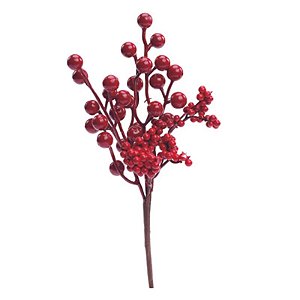 Galho Curto com Frutas Vermelho 27cm - 1 Un