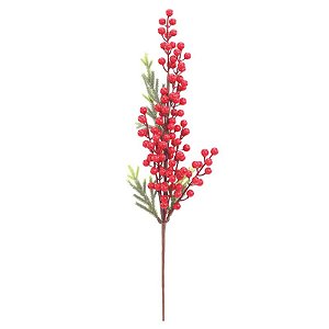 Galho Grande com Folhas Frutas Vermelho Verde 70cm - 1 Un