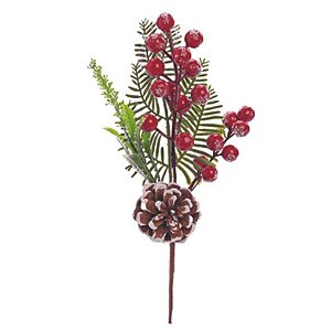 Pick Folhas e Frutas Verde Vermelho 25cm - 1 Un